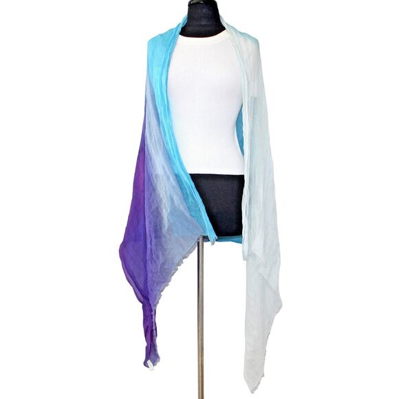 A5 Auth PAUL SMITH Colorful Scarf Shawl Silk Cotton Blend Large 40" x 70" - Picture 1 of 3